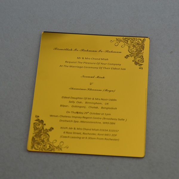 Acrylic invitation card